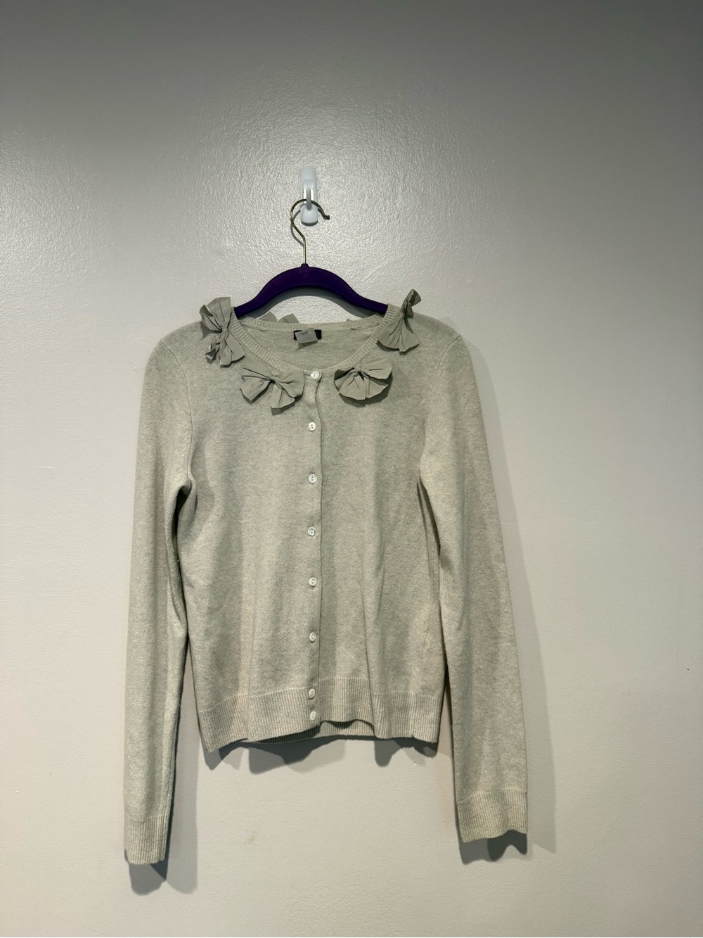 Vintage J. Crew Bow Collar Jackie Cardigan Wool and cashmere